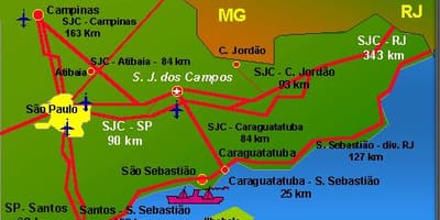 Mapa z São José dos Campos letiska