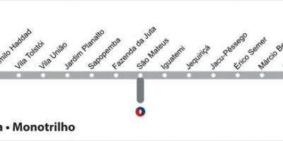 Mapa Sao Paulo metro - Linka 15 - Strieborná