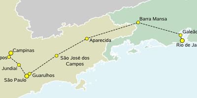 Mapa high-speed vlak Sao Paulo